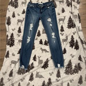 Distressed Blue Jeans